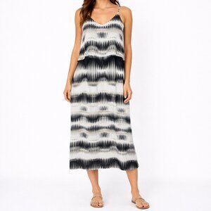 Vince Camuto Ikat Midi Dress Black Cream Spaghetti Strap Size M